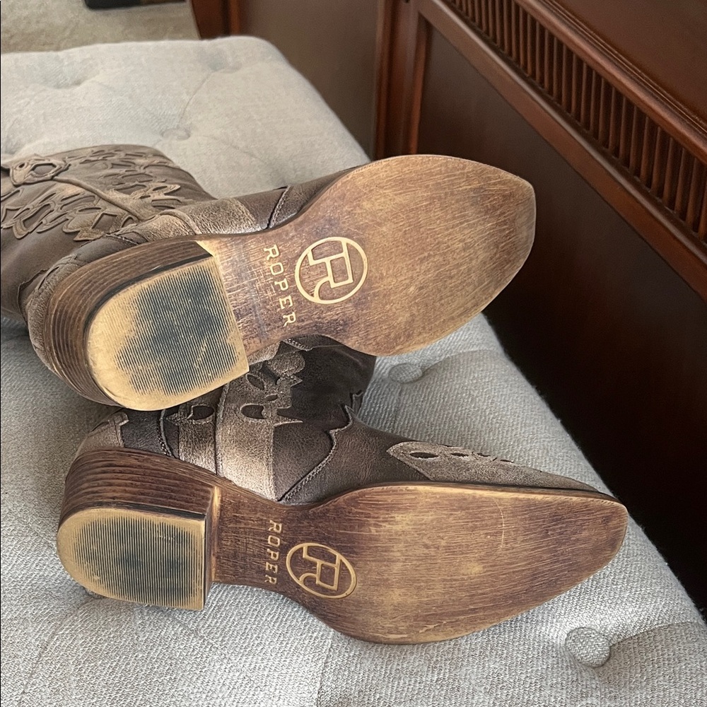 Roper Brown Cutout Western Boots - Picture 3 of 4